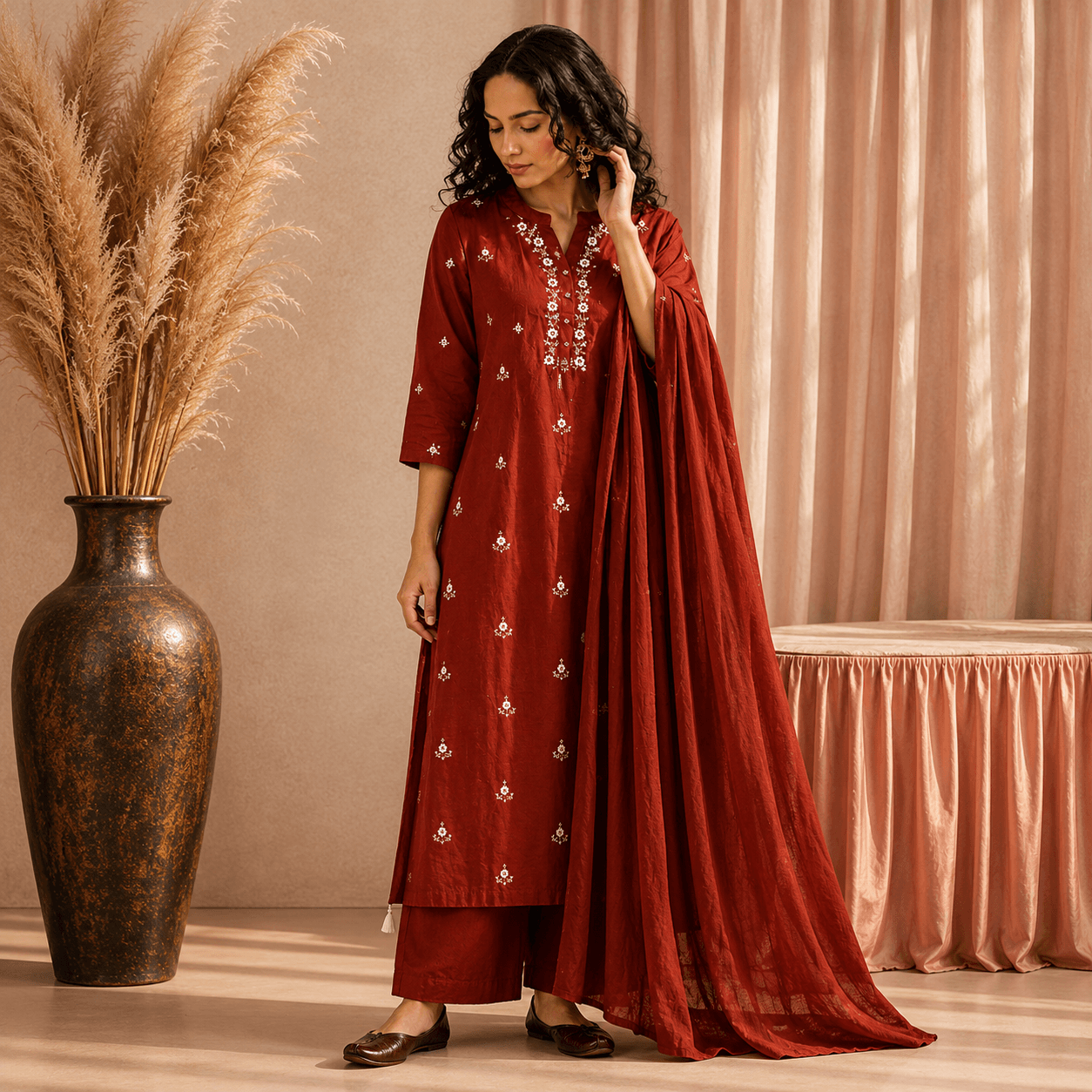 Rust Royal Classic Kurta Set