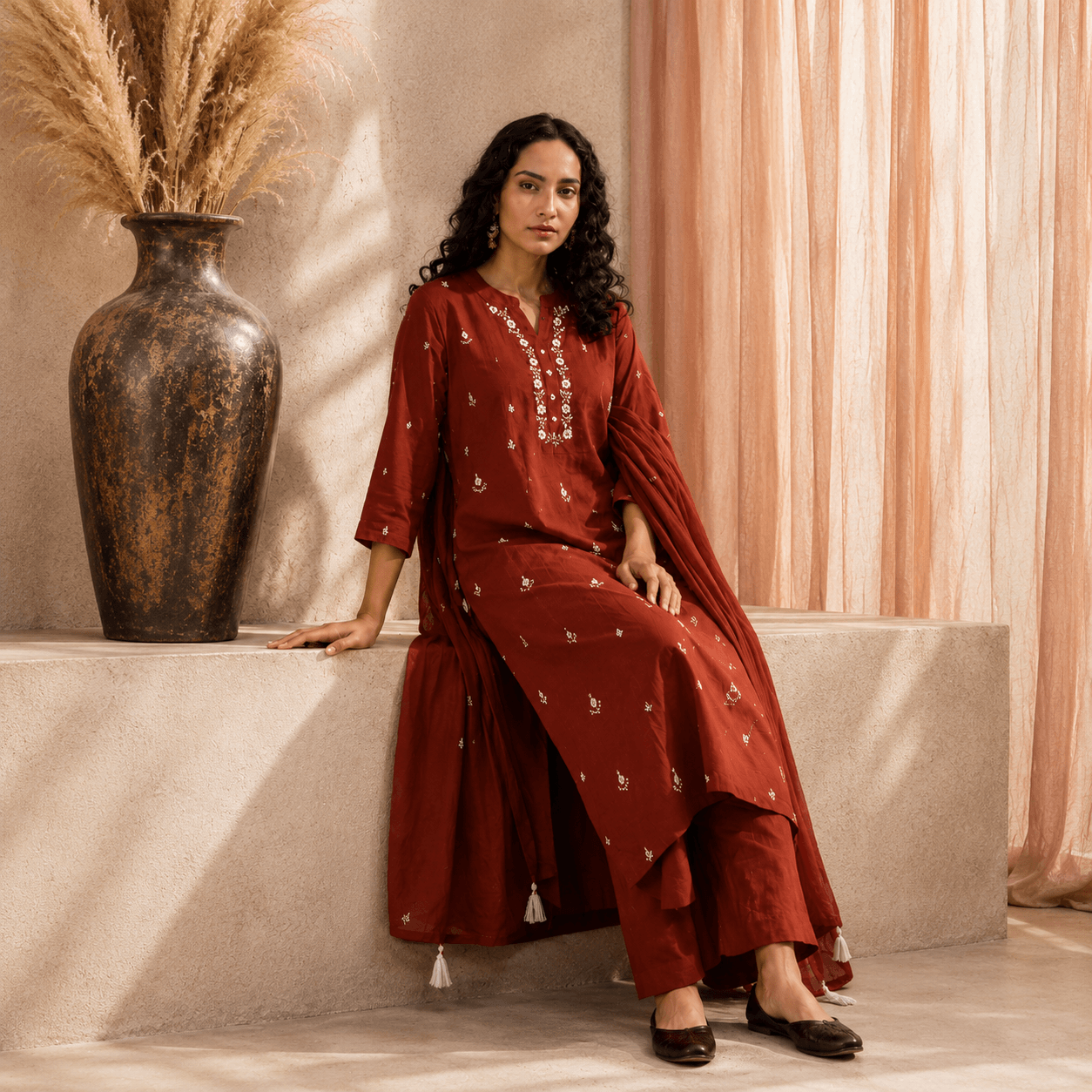 Rust Royal Classic Kurta Set