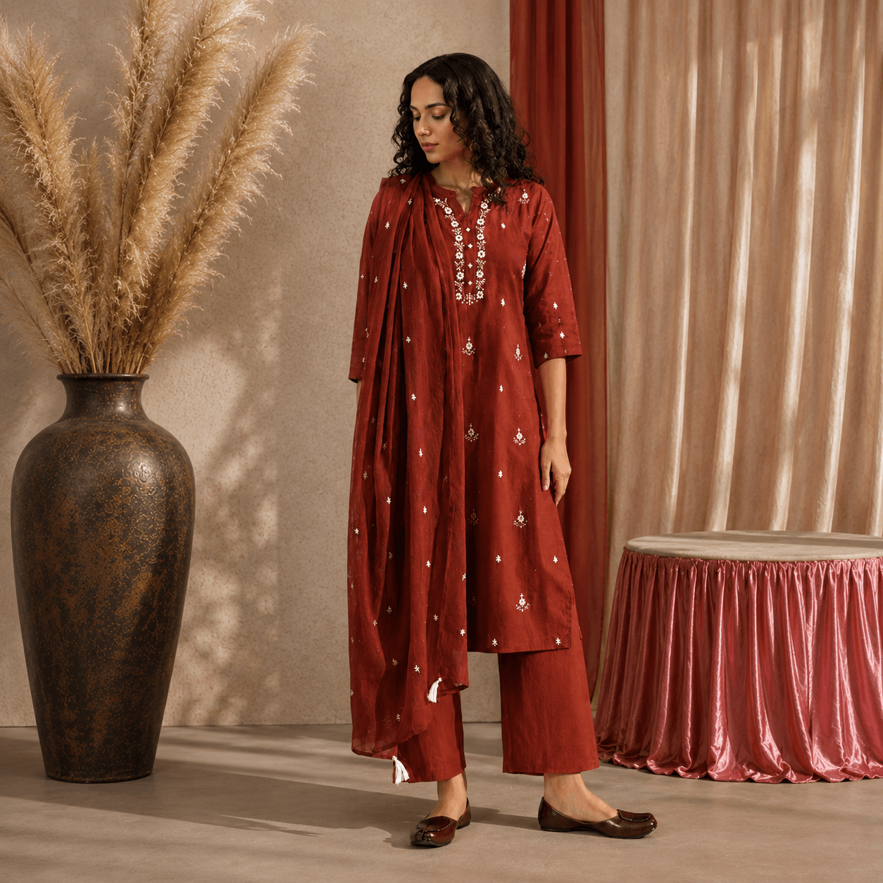 Rust Royal Classic Kurta Set