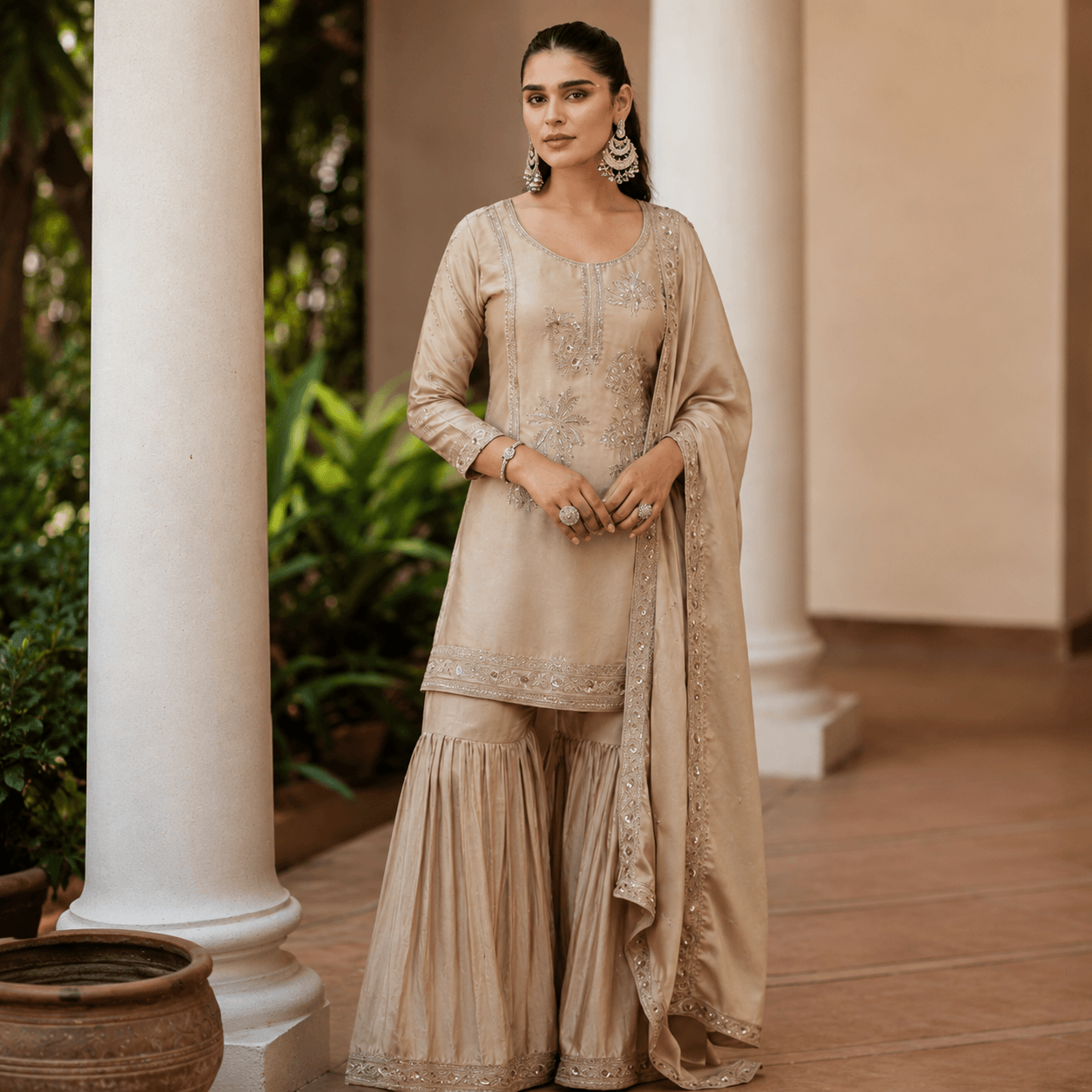 Champagne Noor Sharara Set