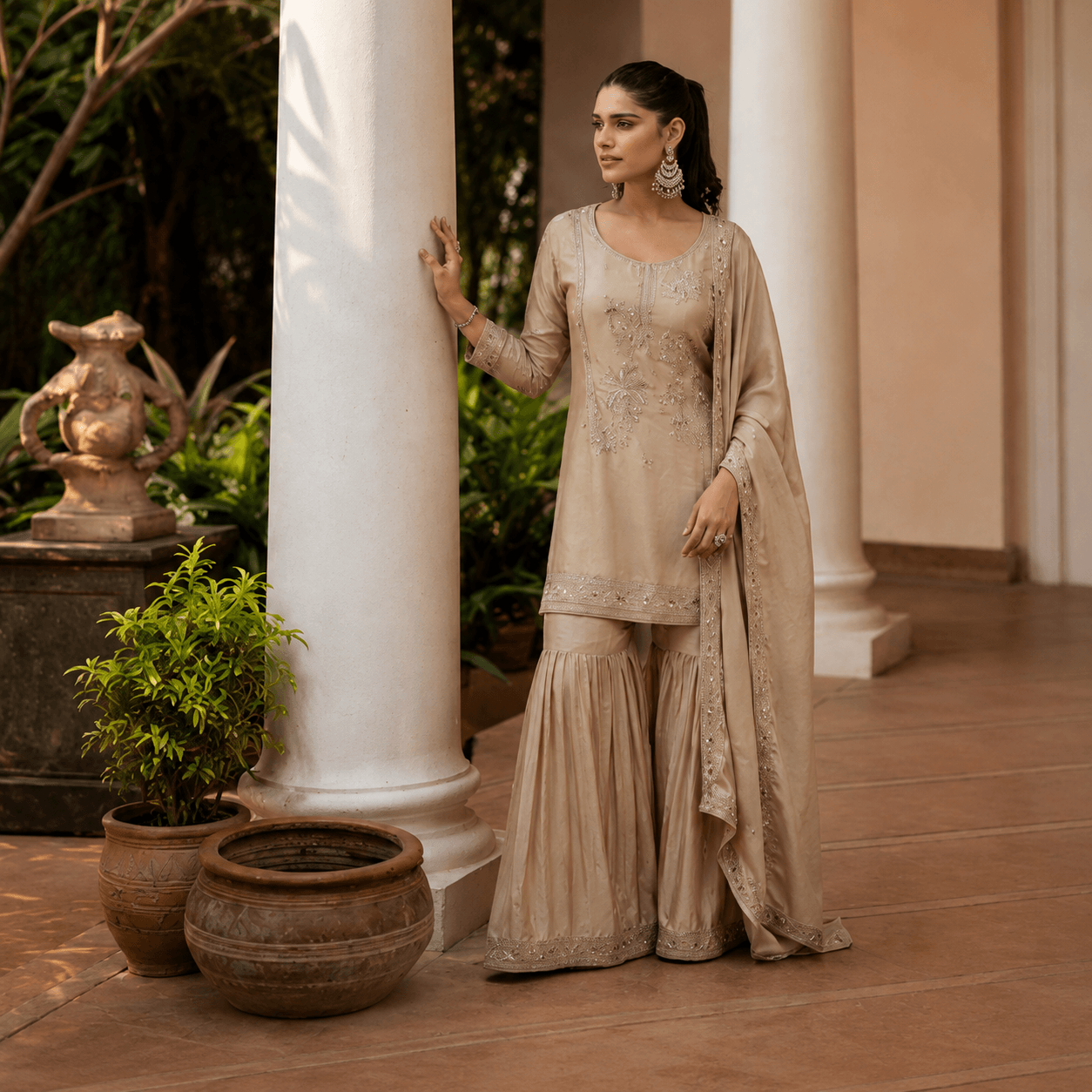 Champagne Noor Sharara Set