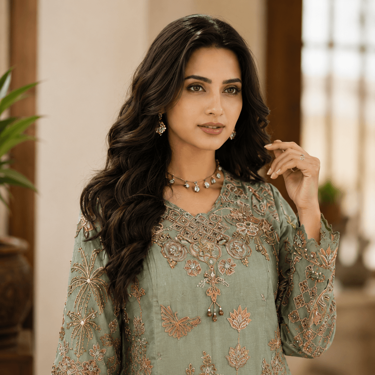 Sage Royale Gharara Set