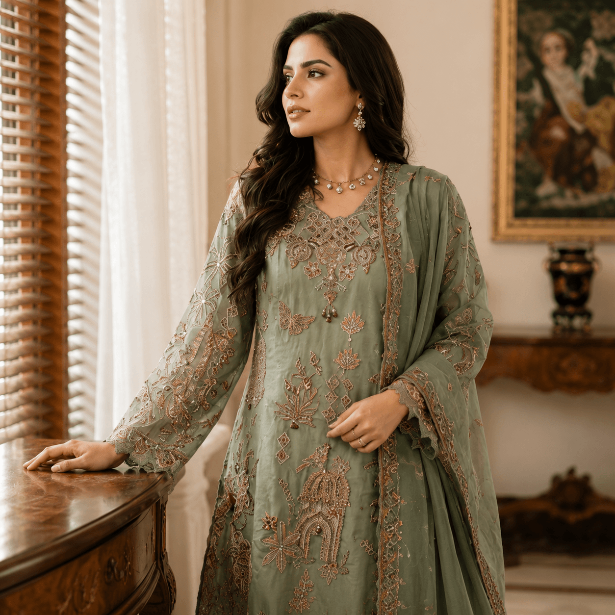 Sage Royale Gharara Set