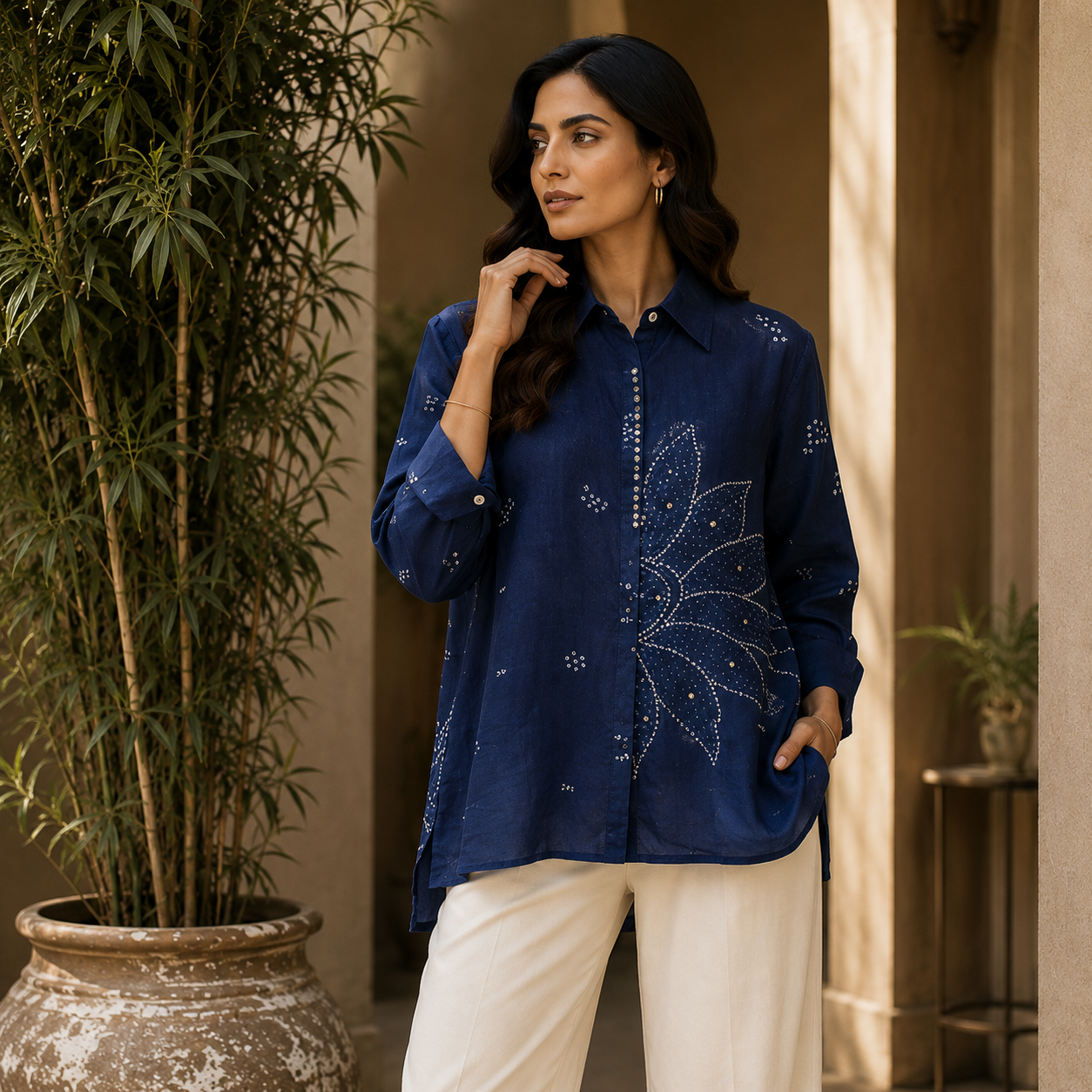 Royal Indigo Floral Shirt