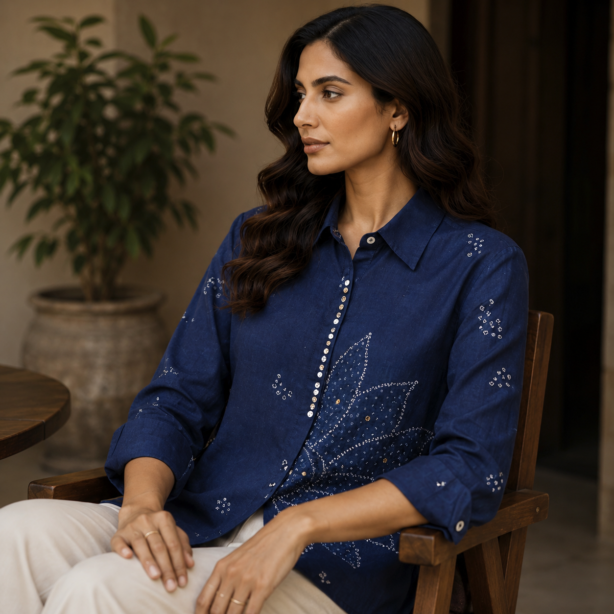 Royal Indigo Floral Shirt