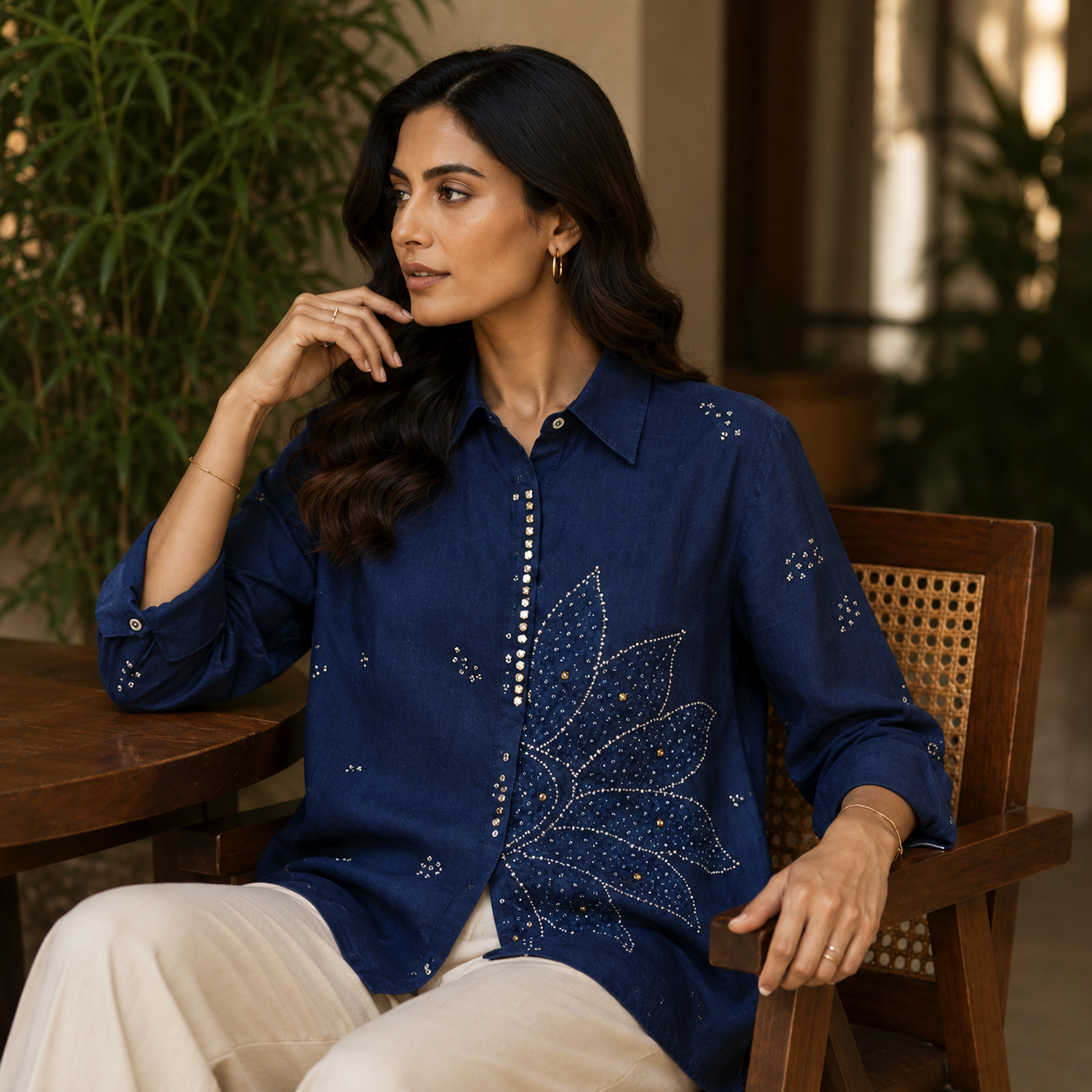Royal Indigo Floral Shirt