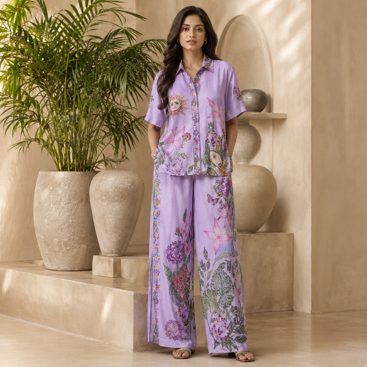 Purple Flora Co-Ord Set