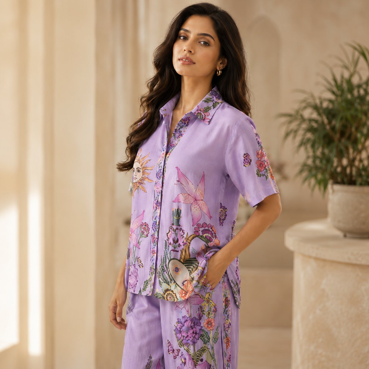 Purple Flora Co-Ord Set