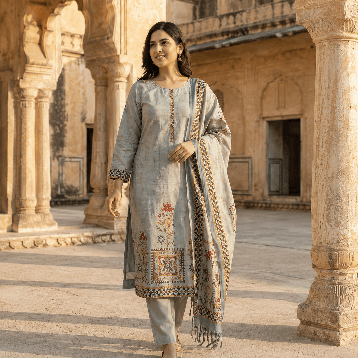Heritage Floral Dupatta Set