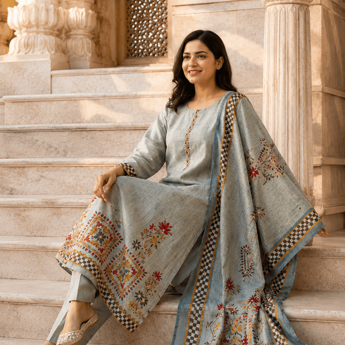 Heritage Floral Dupatta Set