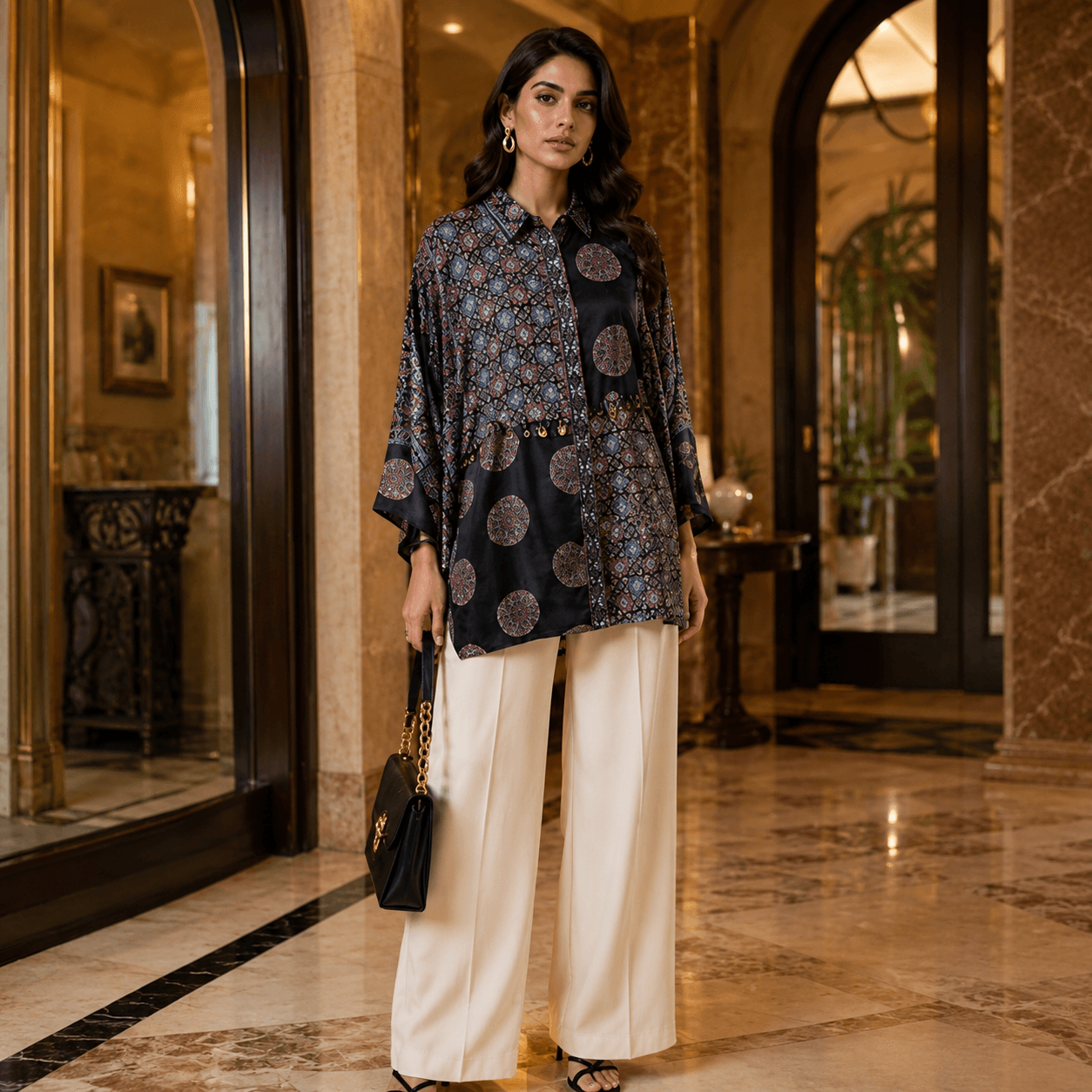 Meher Noir Printed Shirt