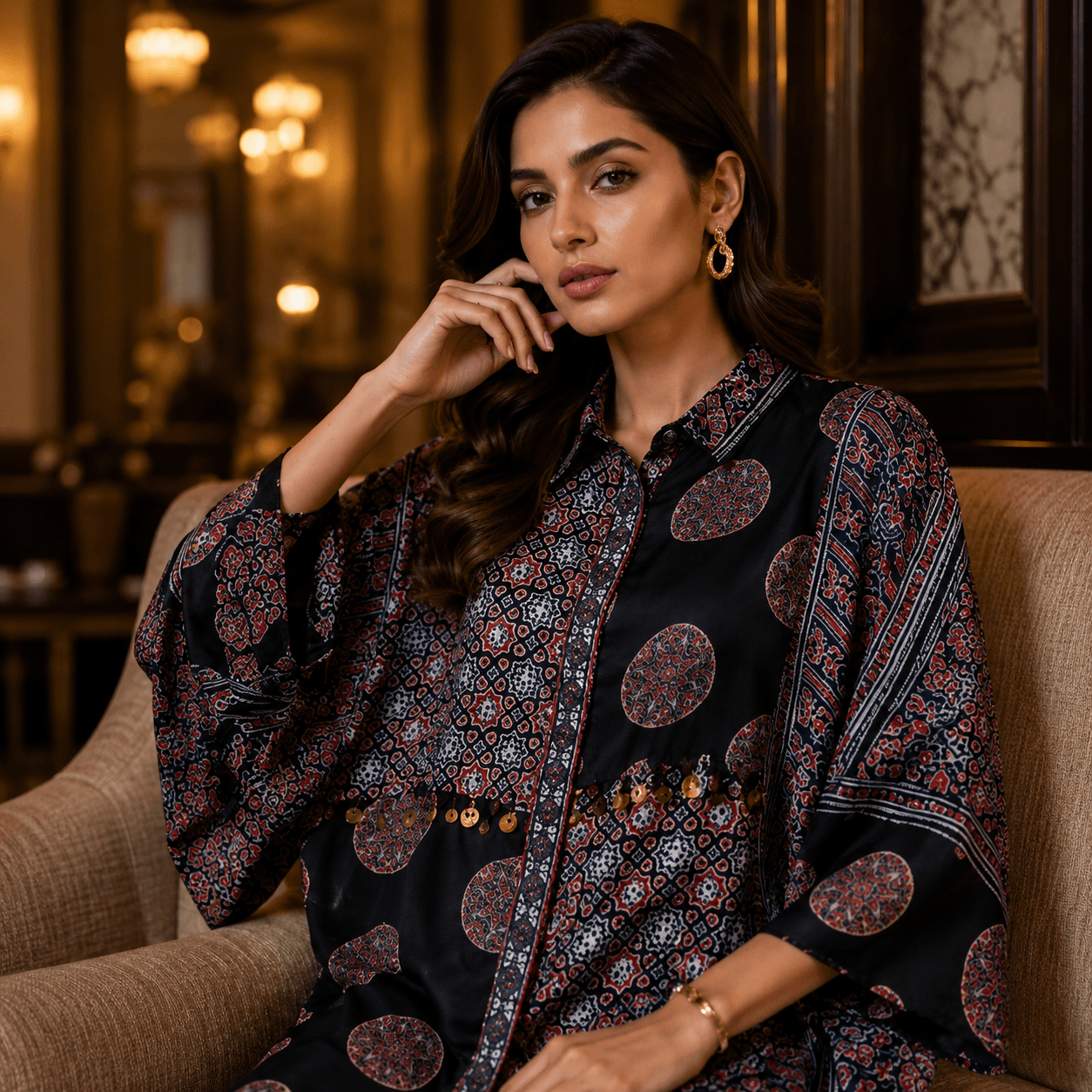Meher Noir Printed Shirt