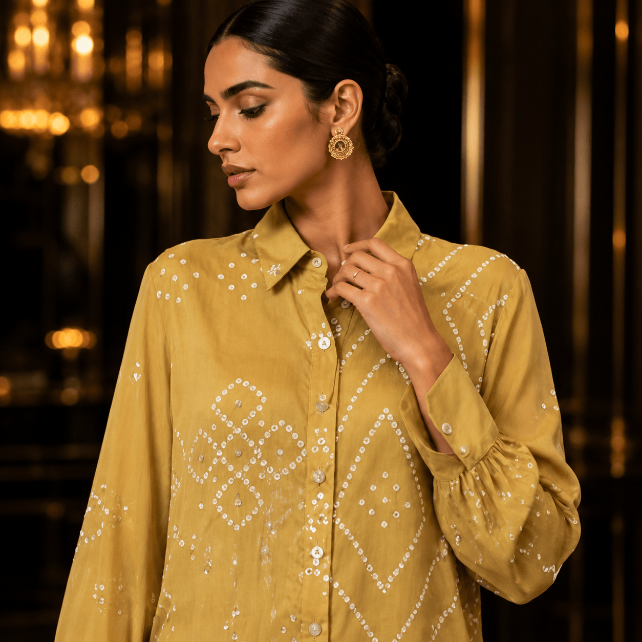 Champagne Satin Luxe Statement Shirt