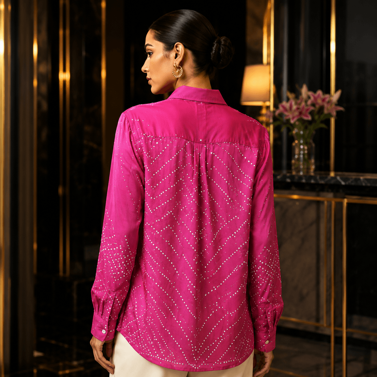 Rose Satin Luxe Statement Shirt