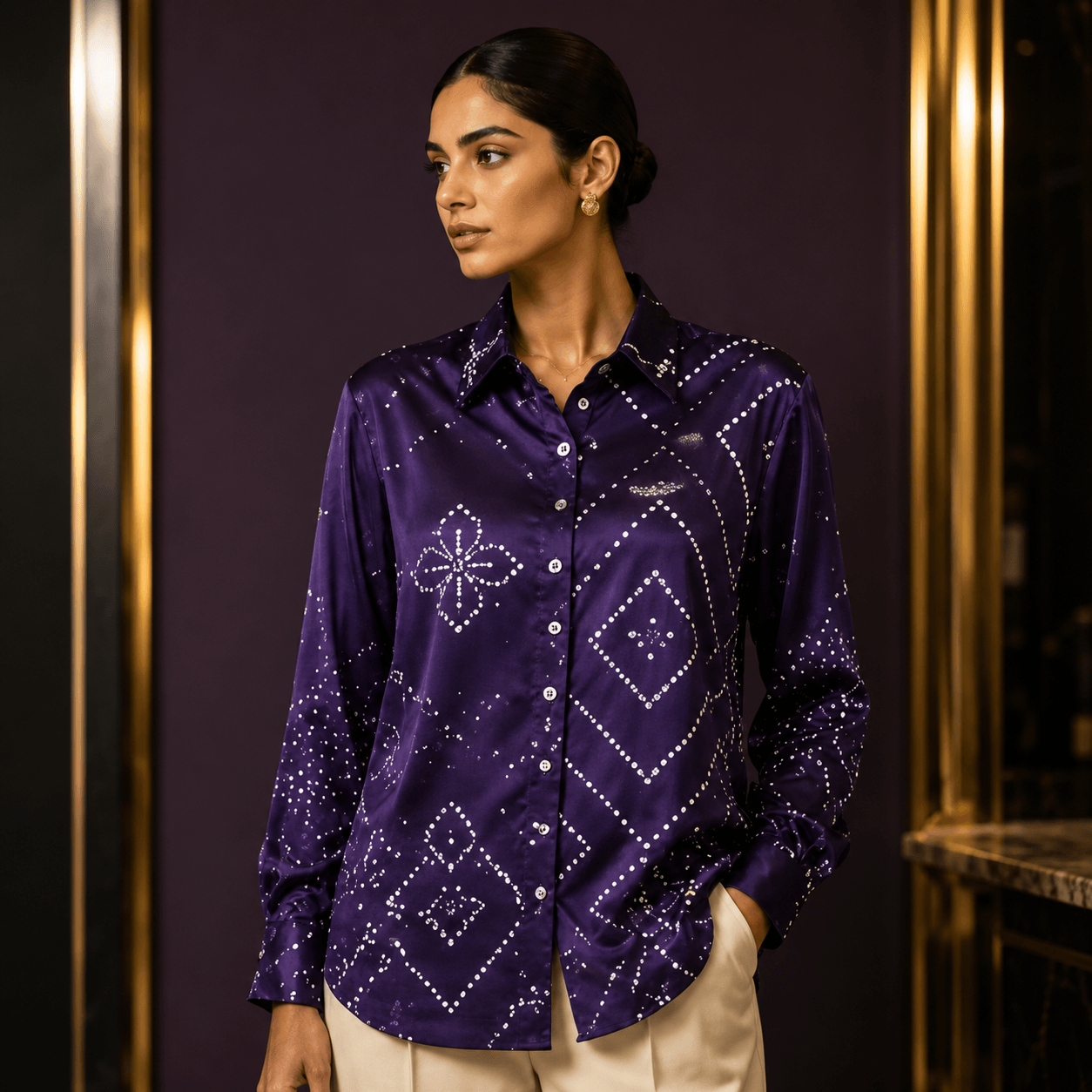Amethyst Satin Luxe Statement Shirt