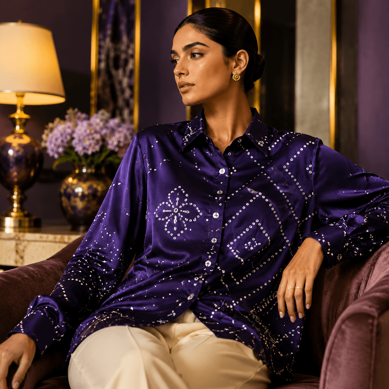Amethyst Satin Luxe Statement Shirt