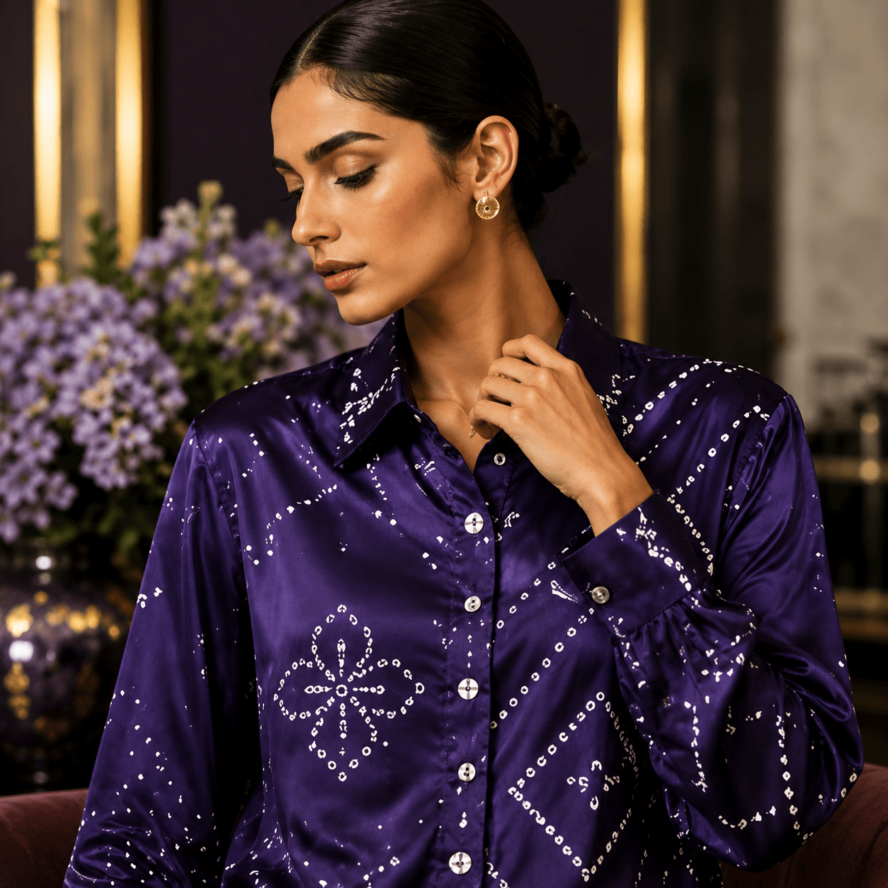 Amethyst Satin Luxe Statement Shirt