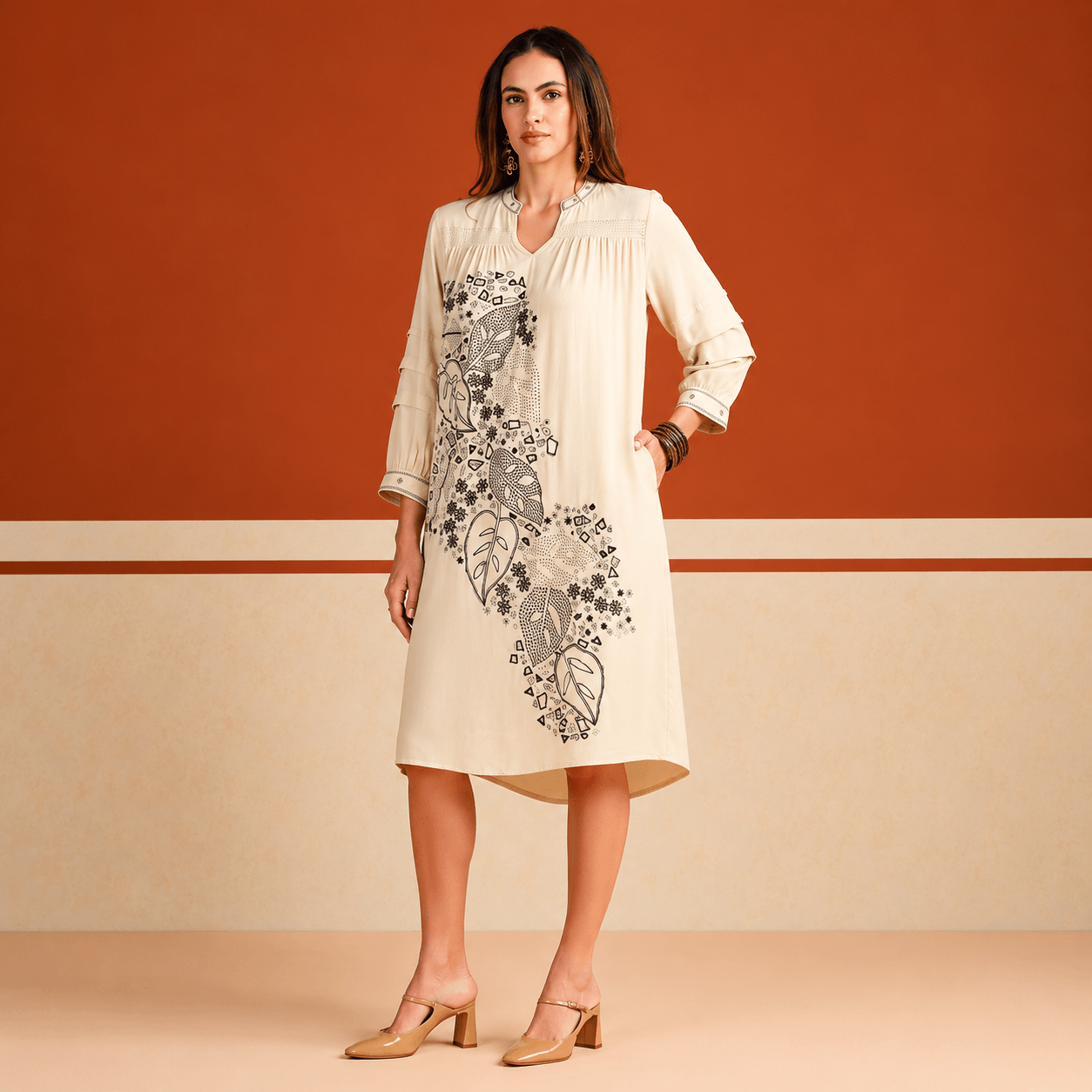 Royal Pearl Floral Dress