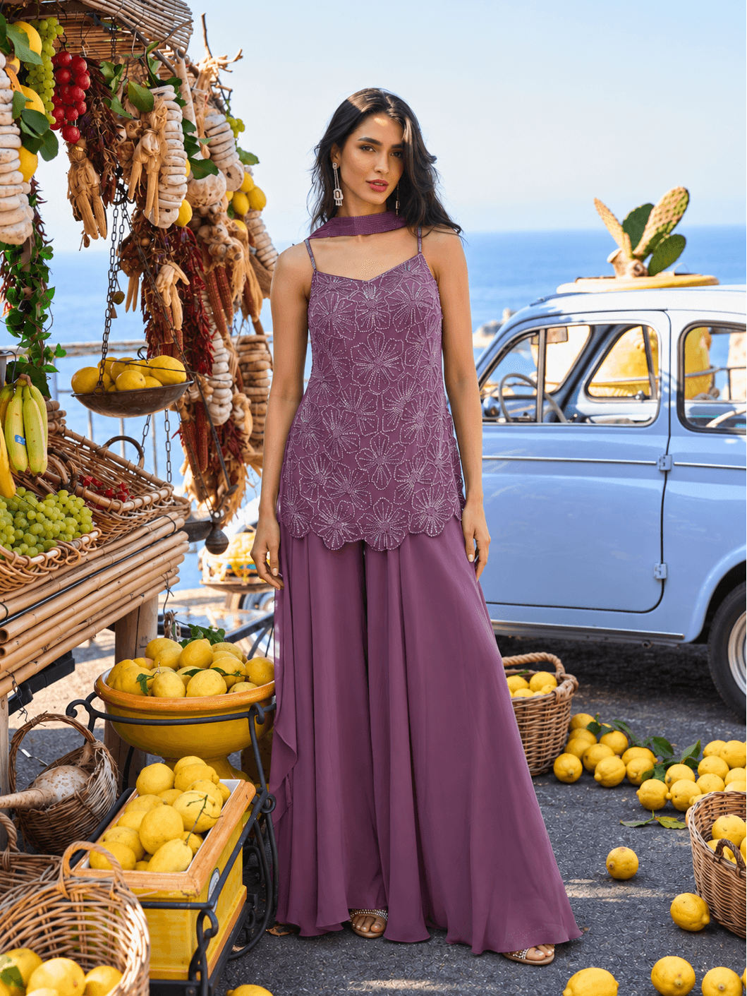 Mauve Blossom Embellished 3-Piece Set