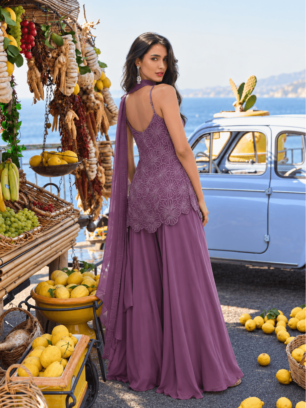 Mauve Blossom Embellished 3-Piece Set