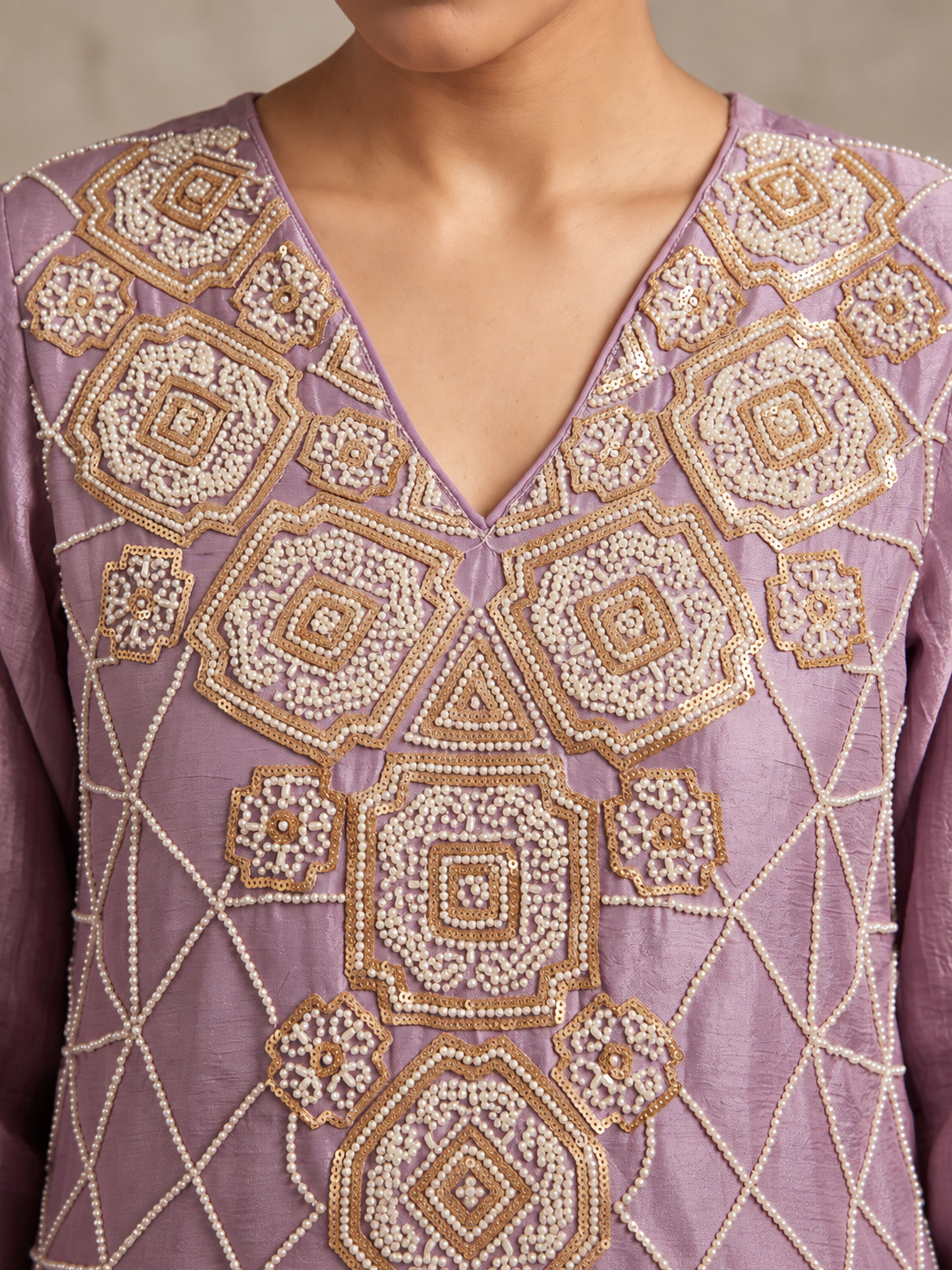 Lavender Grace Embroidered Sharara Set