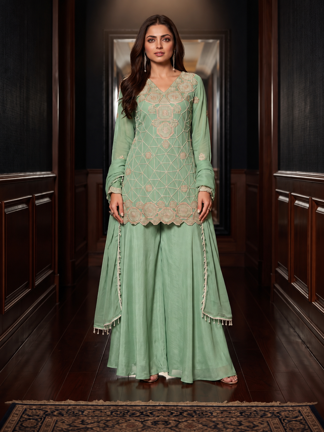 Pista Serenity Embroidered Sharara Set
