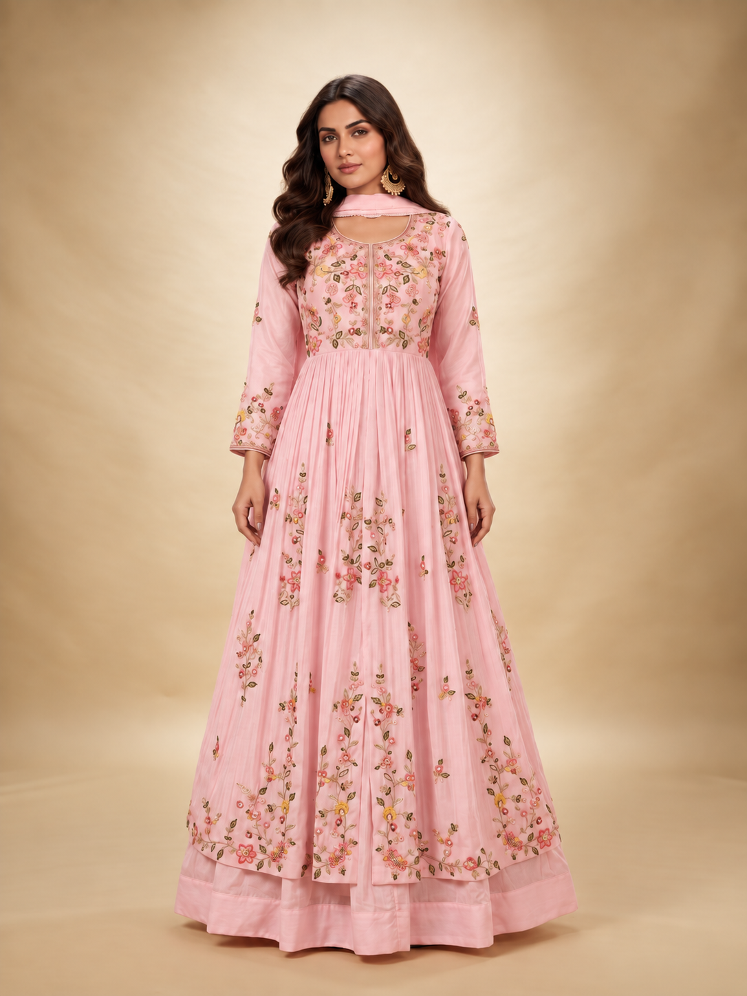 Blush Garden Embroidered Gown Set