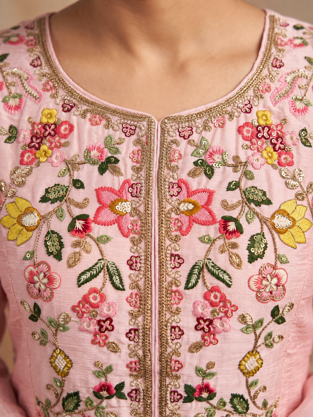 Blush Garden Embroidered Gown Set