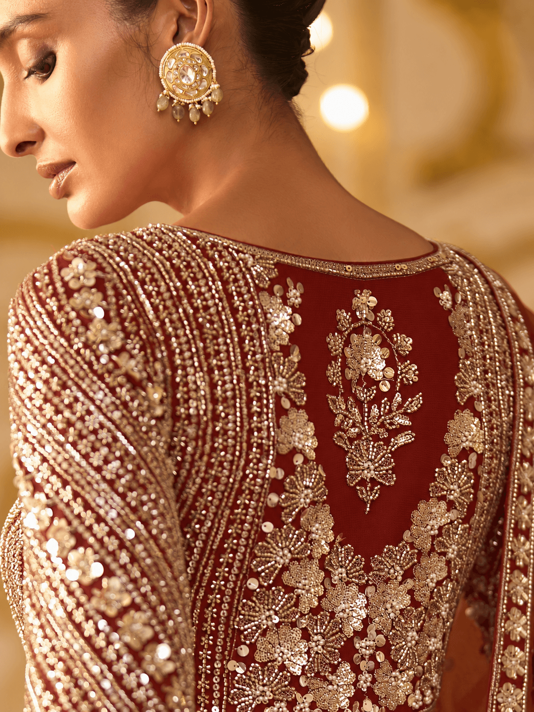 Rust Ember Embellished Gown Set