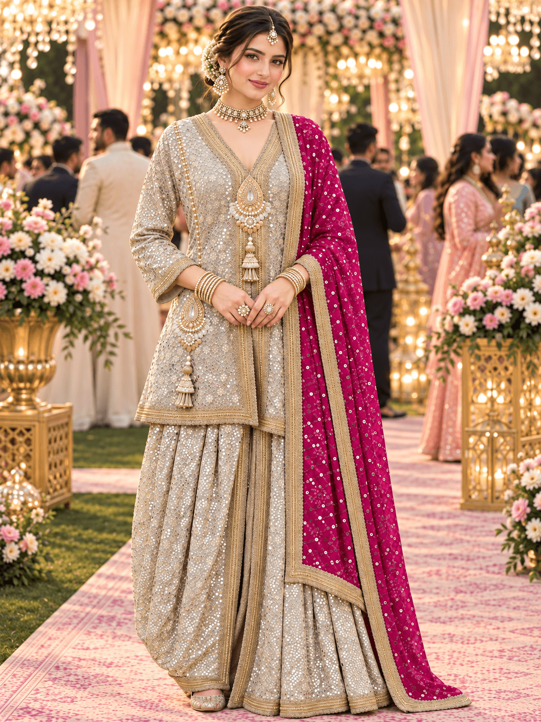 Ivory Embellished Lungi Set