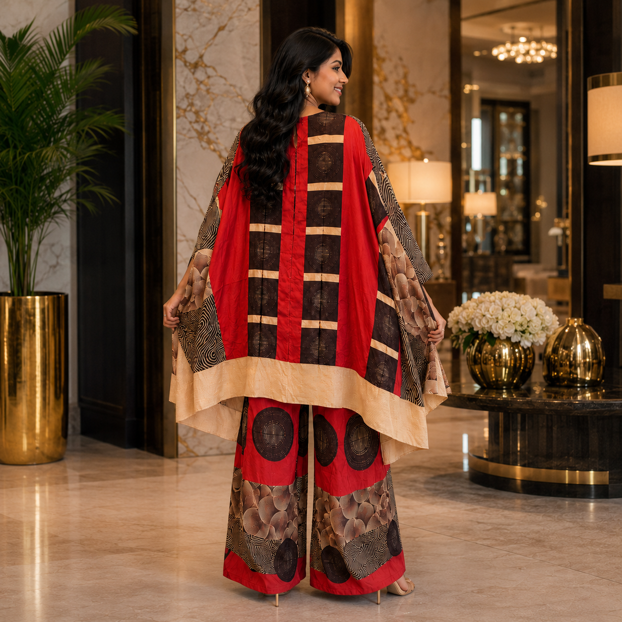 Crimson Royale Kaftan Co-Ord Set