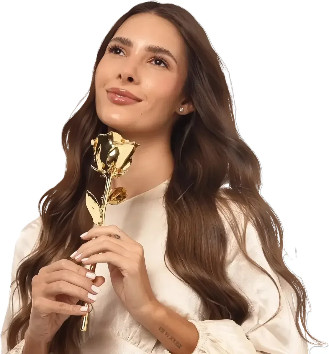 Girl-having-Real-24k-Gold-Rose-by-Goldgenie - Taishina