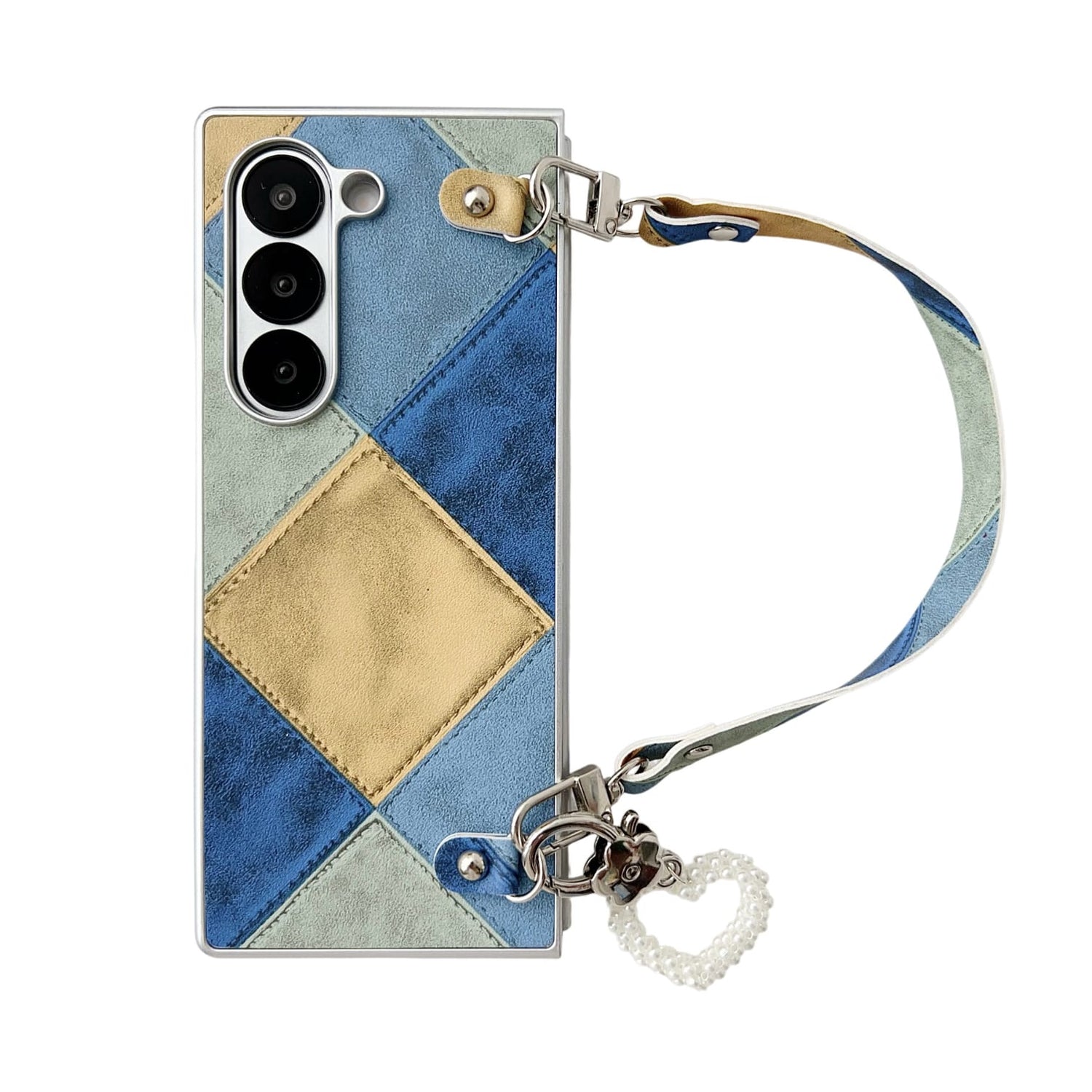 Samsung Galaxy Fold 7- Harmony Clutch Case (Elegant Patchwork Wrist Strap)