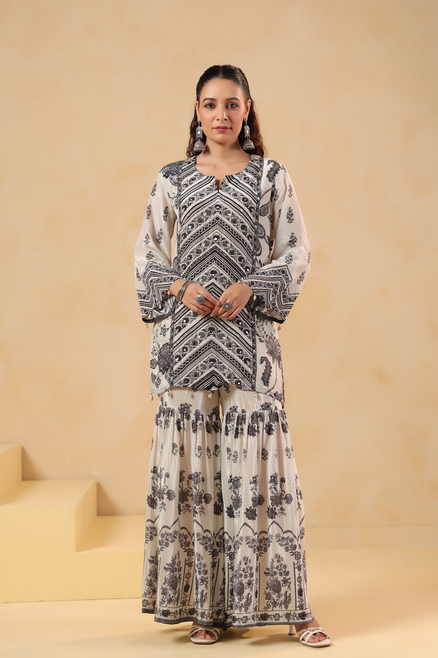 Noir Bloom Sharara Set