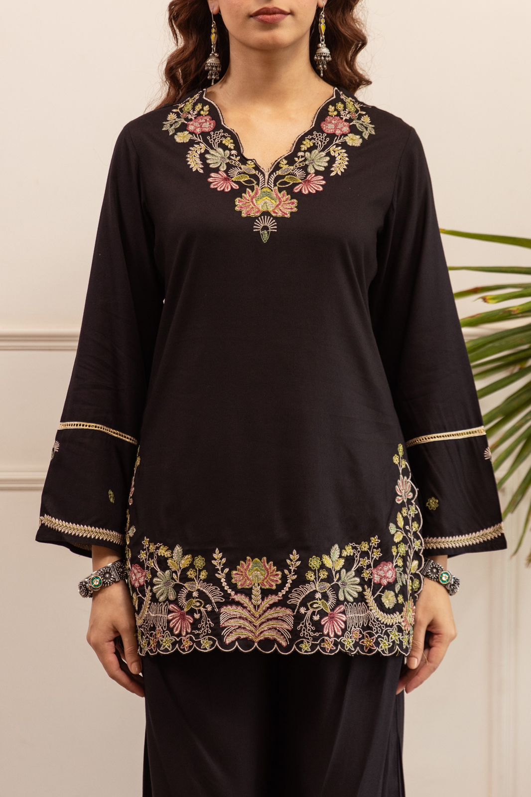 Midnight Blossom Embroidered Co-Ord Set