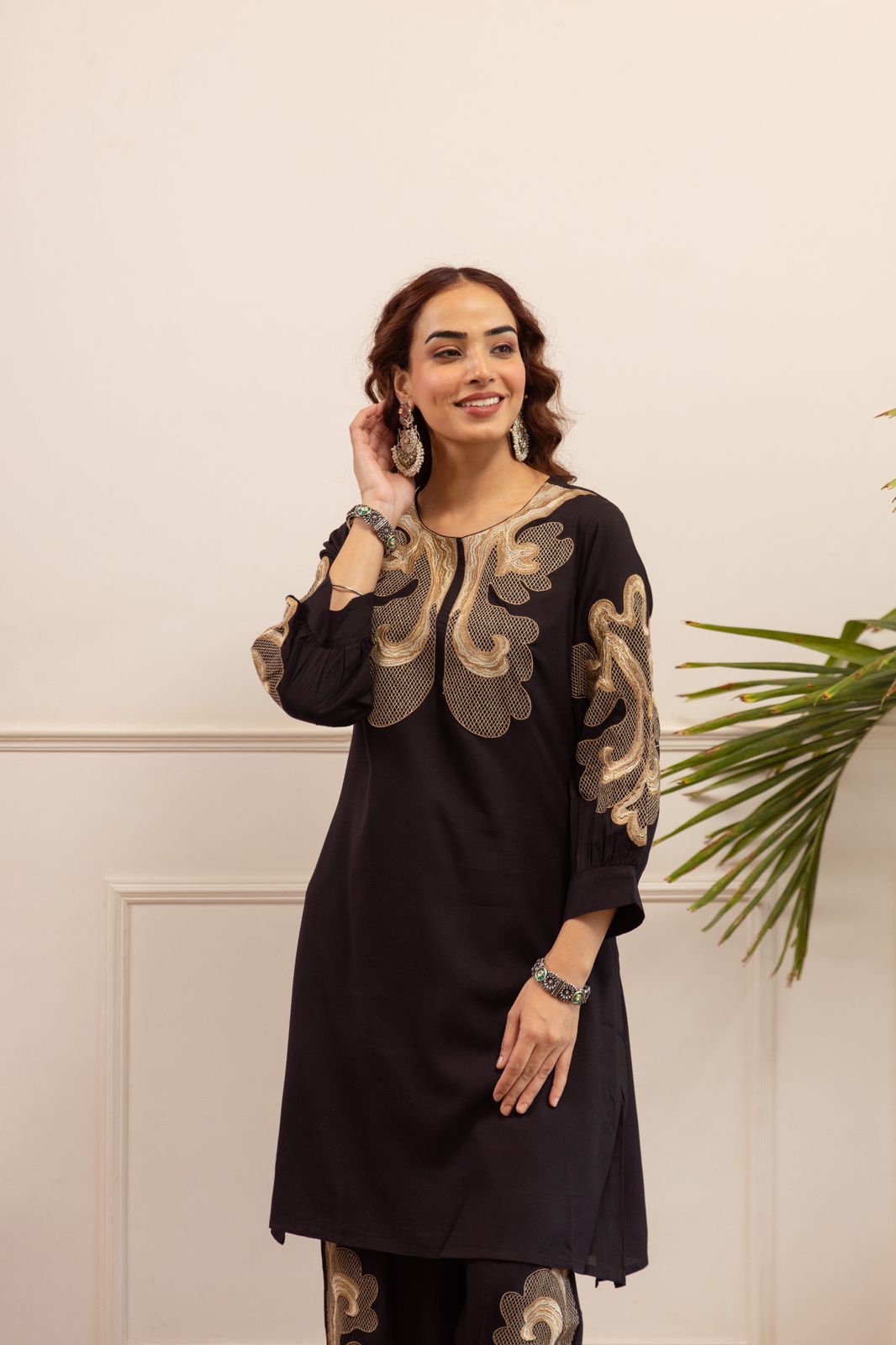 Black & Gold Regal Embroidered Set