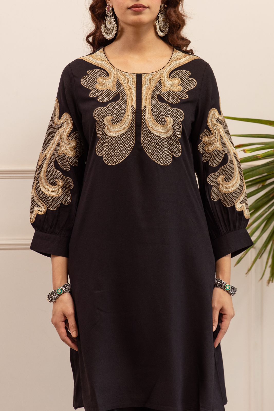 Black & Gold Regal Embroidered Set
