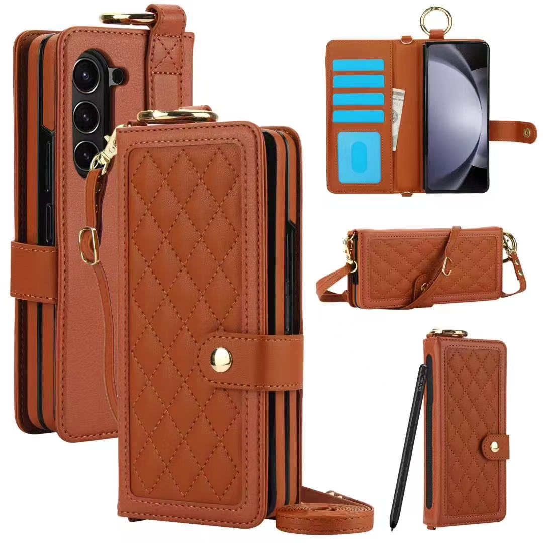 Samsung Galaxy Fold 7 – Quilted Leather Wallet Case