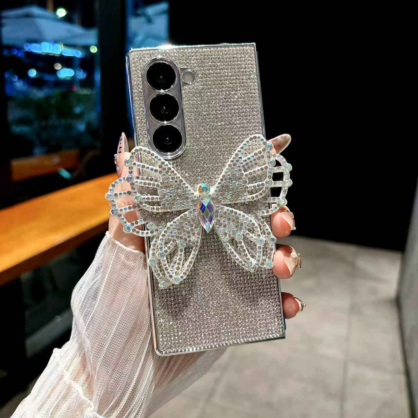 Samsung Galaxy Z Fold 7-Crystal Butterfly Bling Case