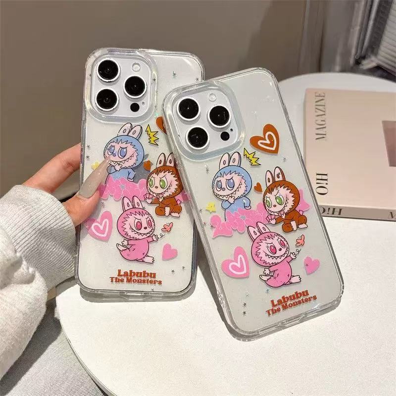 iPhone 15 Pro – Triple Charm Labubu Clear Cases